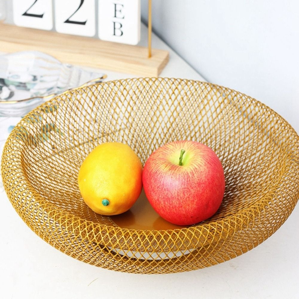 Food Snacks With Iron - Black/Gold Iron Art Fruit Basket Round